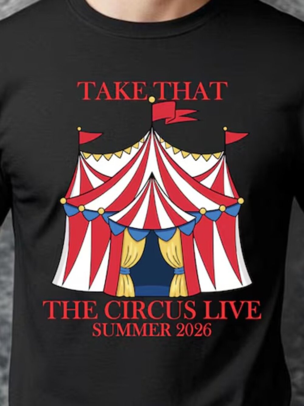 Concert Graphic T-Shirt Big Top Circus Event Red Tent Carnival T Shirt - Picture 2 of 5